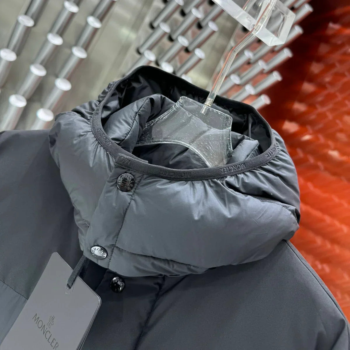 (PRE ORDER) MNCLR BLACK BADGE LONGLINE COAT - BLACK