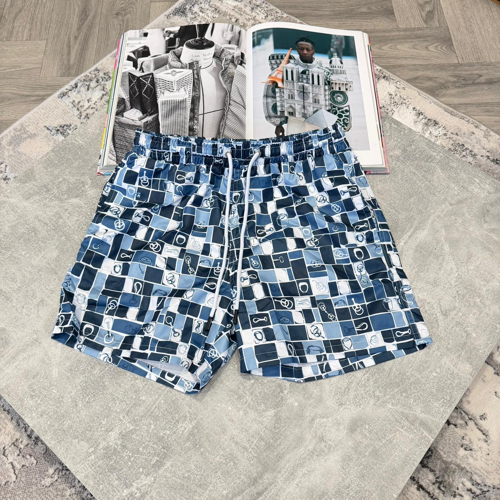 HMES SWIM SHORTS - WHITE/BLUE