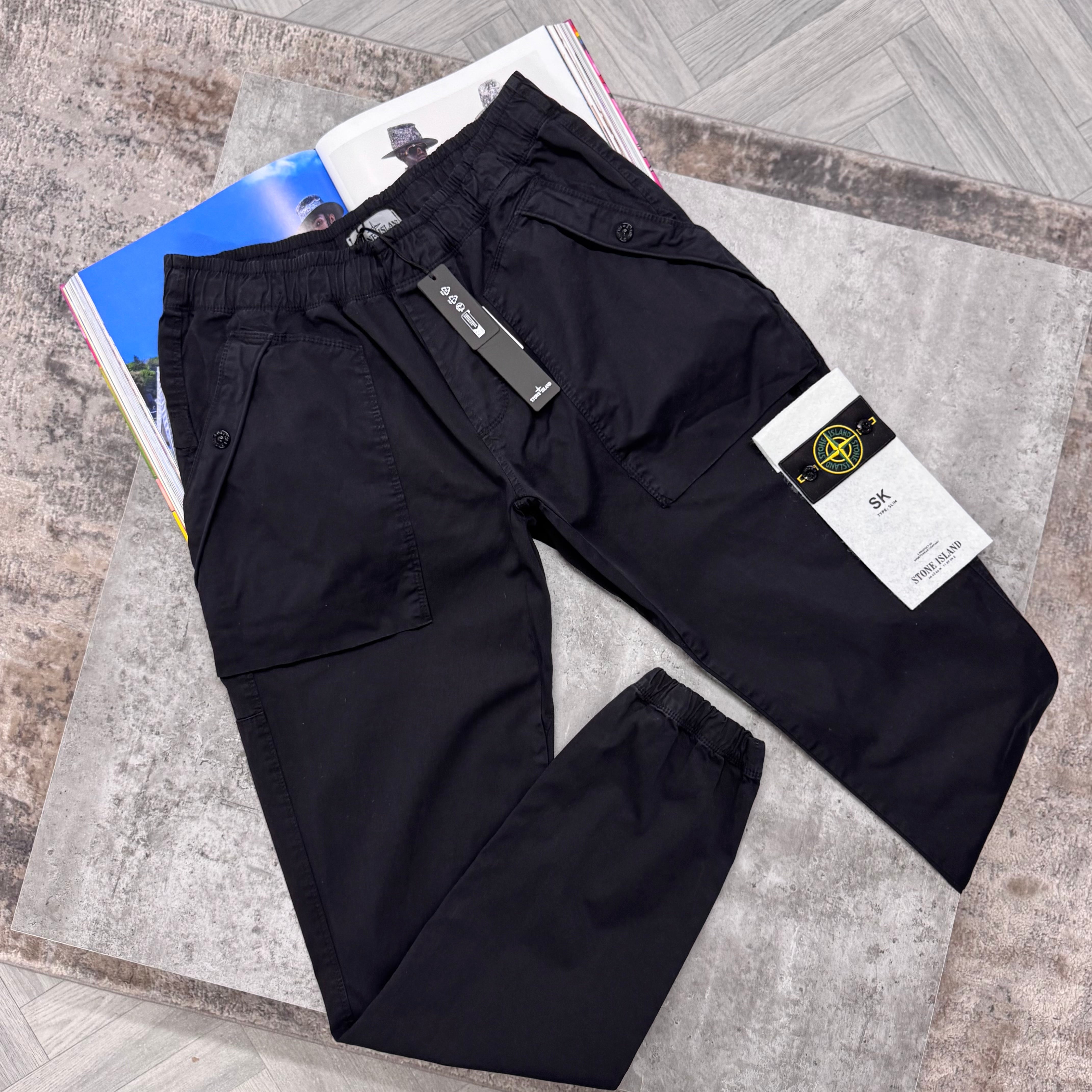 SI BUTTON POCKET CARGOS - BLACK