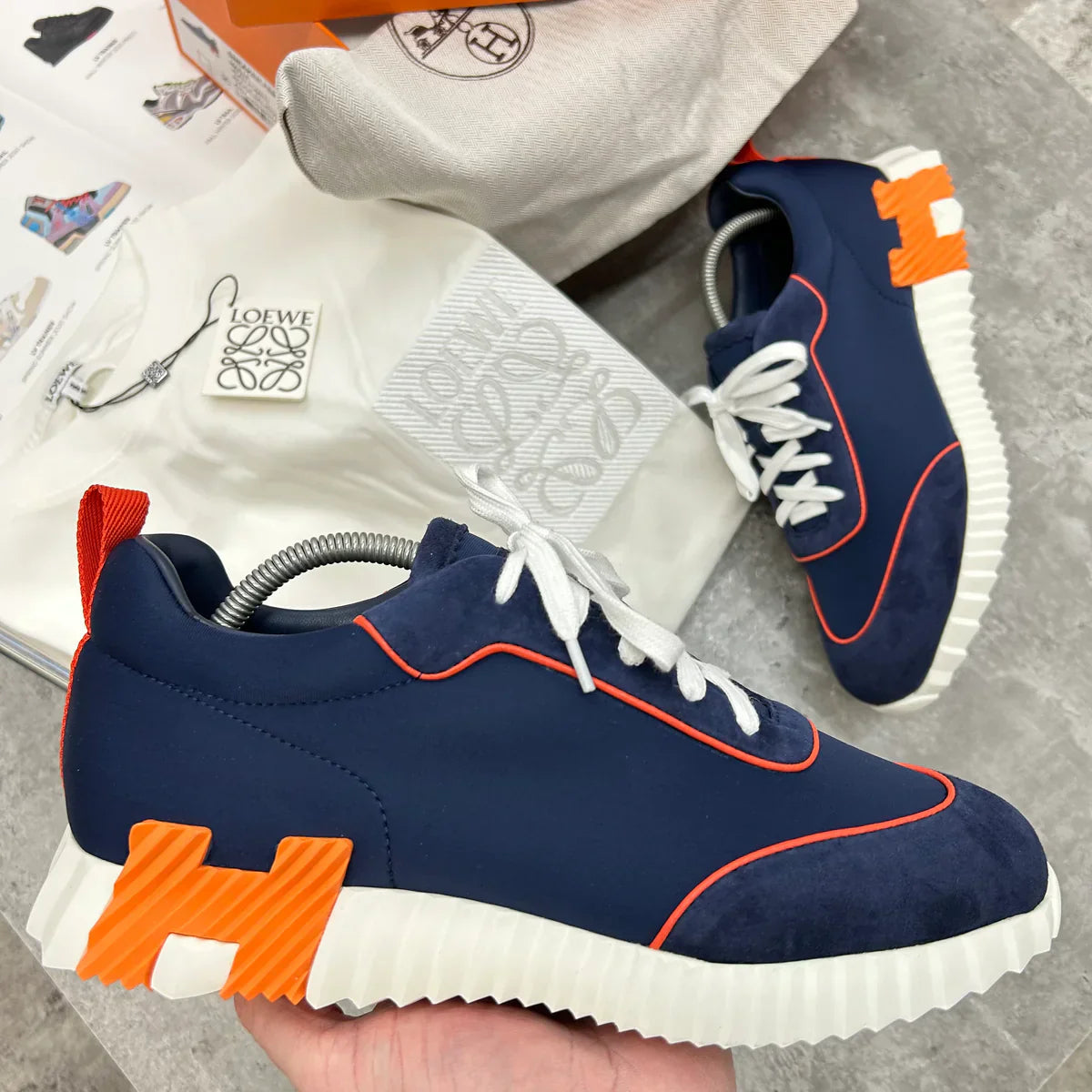 (PRE ORDER) HMES BOUNCING TRAINERS - NAVY / ORANGE
