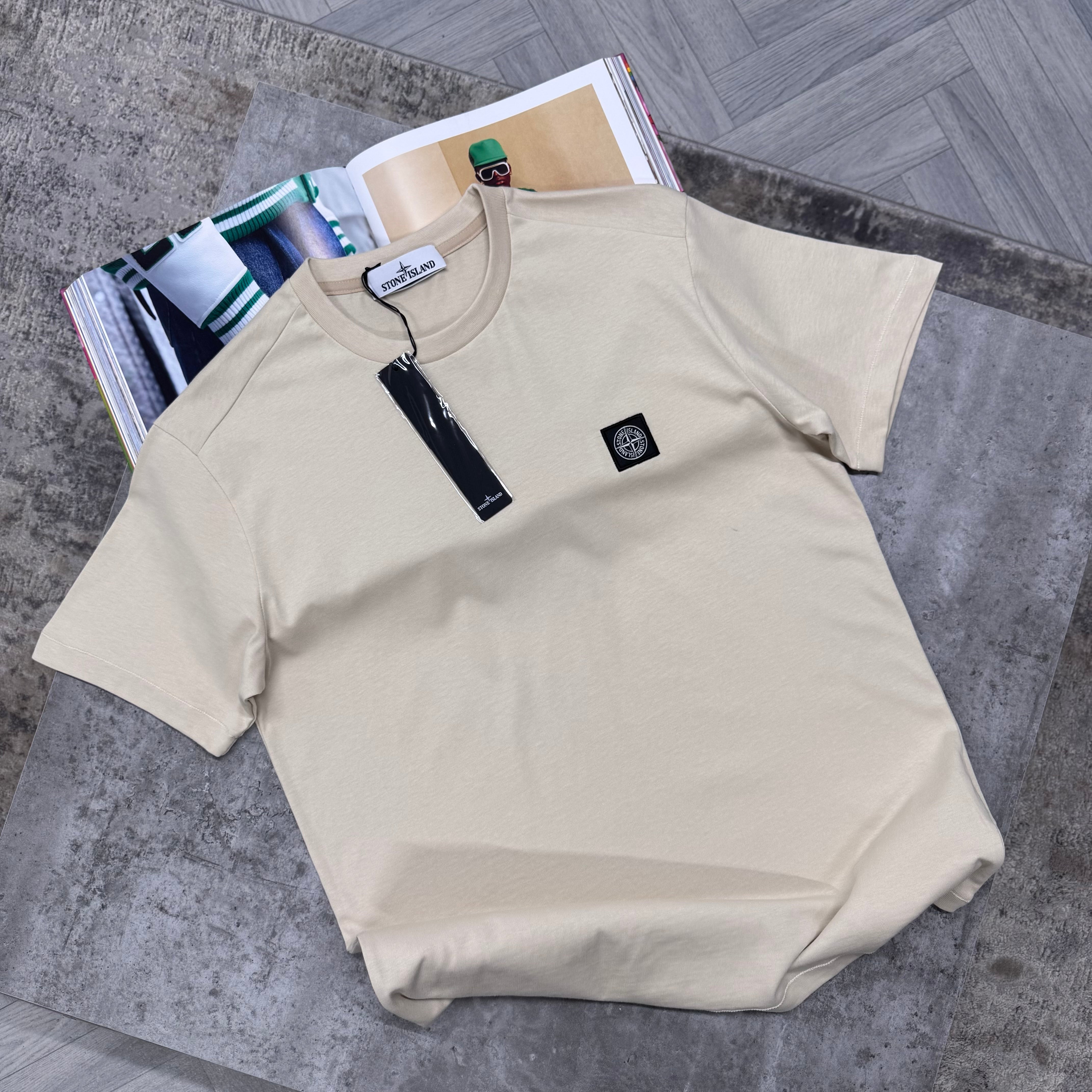 SI SQUARE LOGO T SHIRT - BEIGE