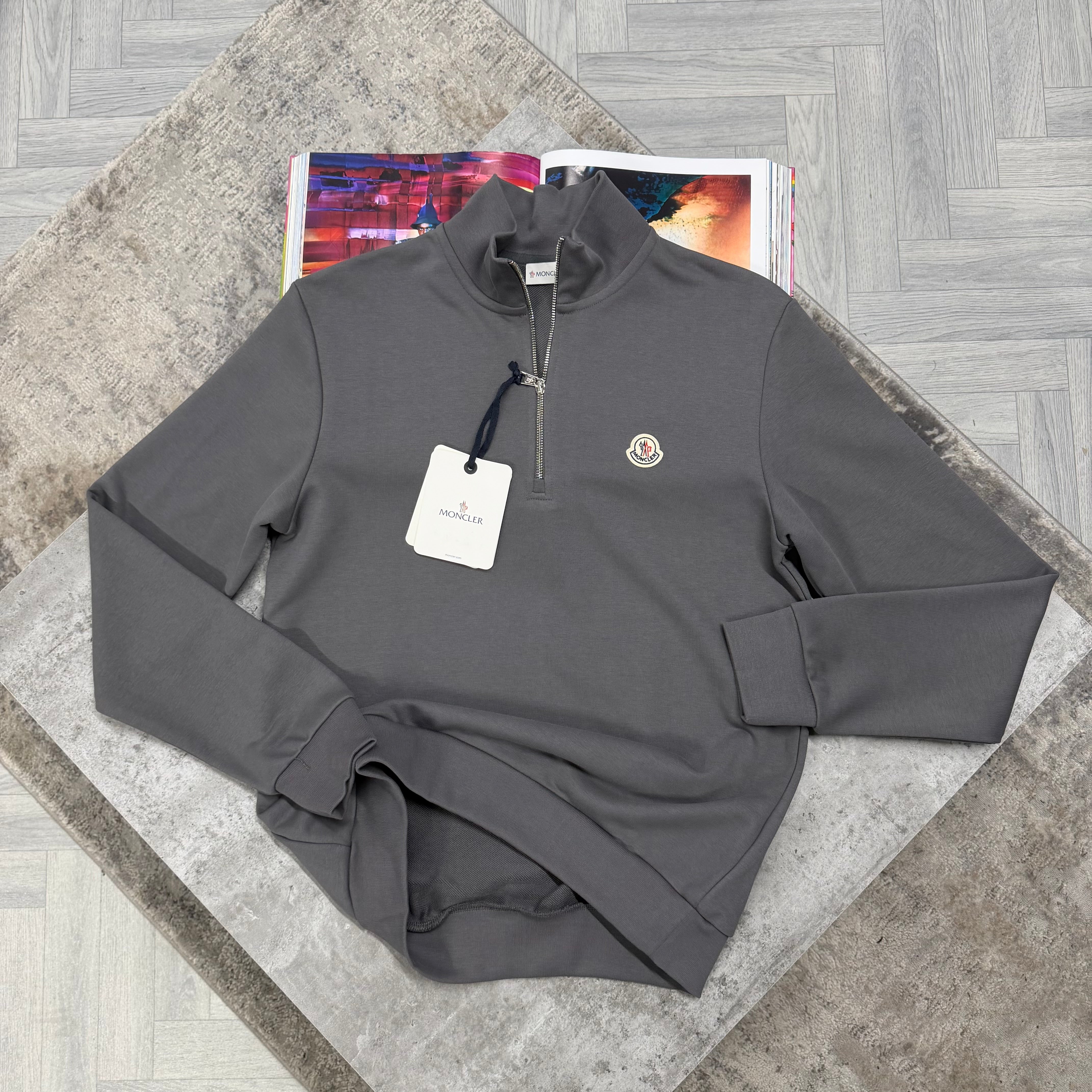 MNCLR LOGO HALF ZIP JUMPER - CHARCOAL